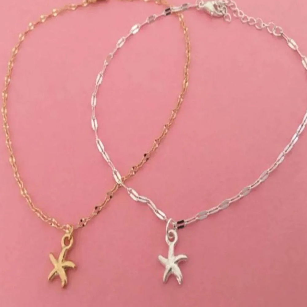 Gold and Silver Starfish Anklets